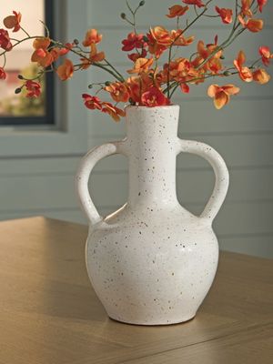 Dallinworth - Vase - 13" - White / Black - 10"W x 8"D x 13"H