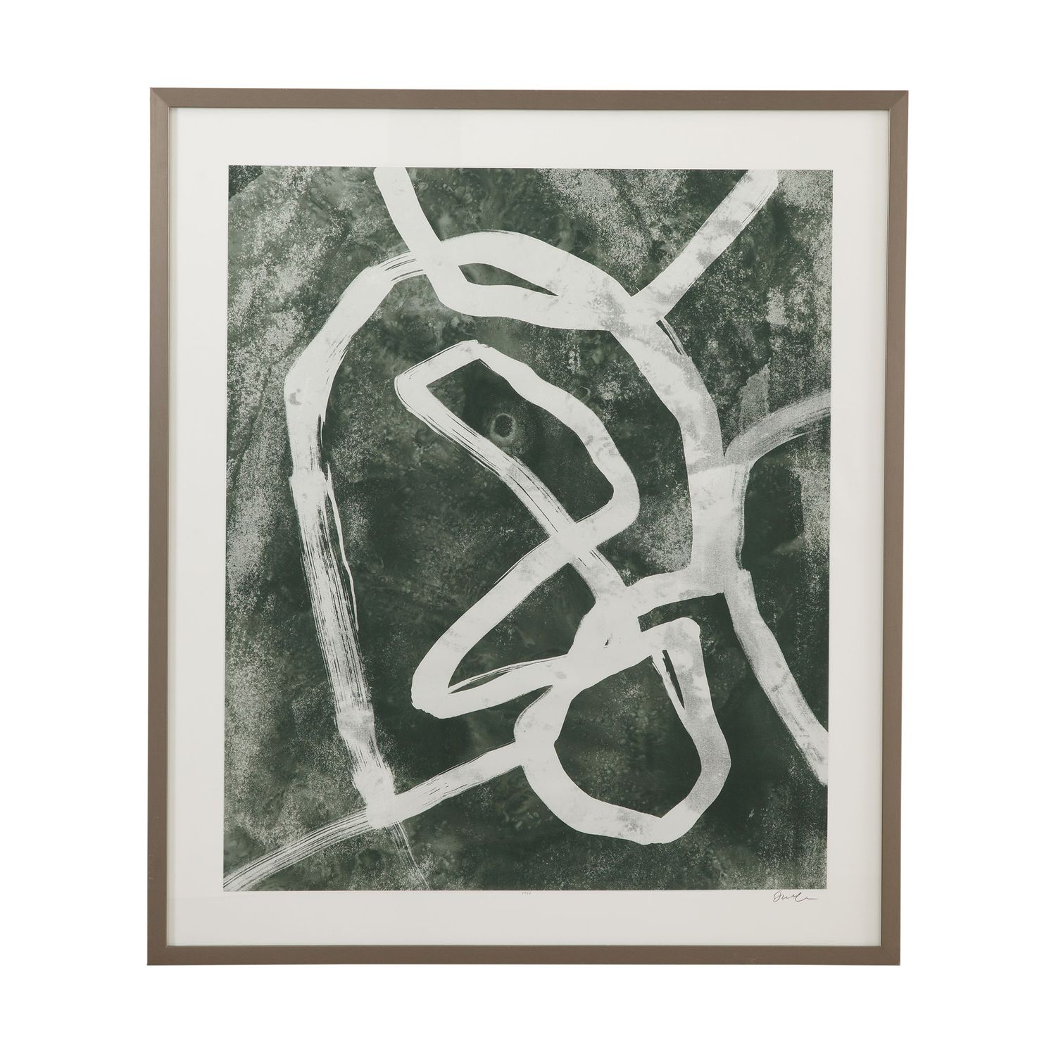 Chalk Line II Framed Print - Green / White