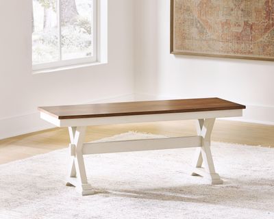 Brinfern - Large Dining Room Bench - Brown / Antique White - Dark Brown