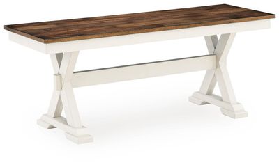 Brinfern - Large Dining Room Bench - Brown / Antique White - Dark Brown