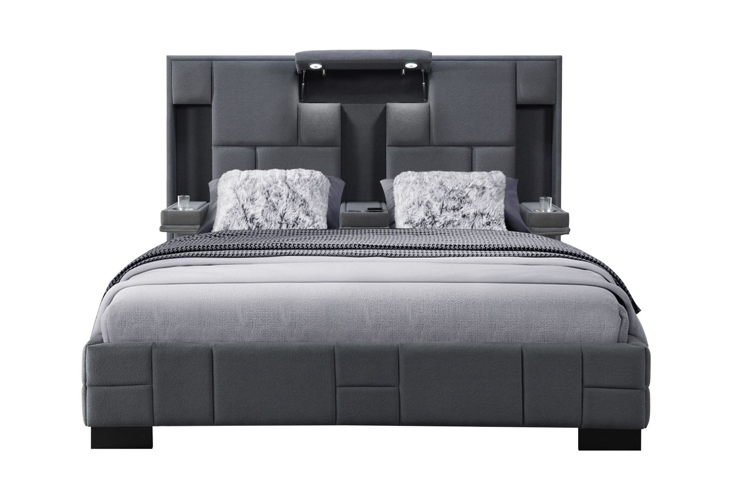 Oscar - King Bed Without Wood Trim - Dark Gray