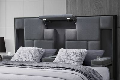 Oscar - King Bed Without Wood Trim - Dark Gray