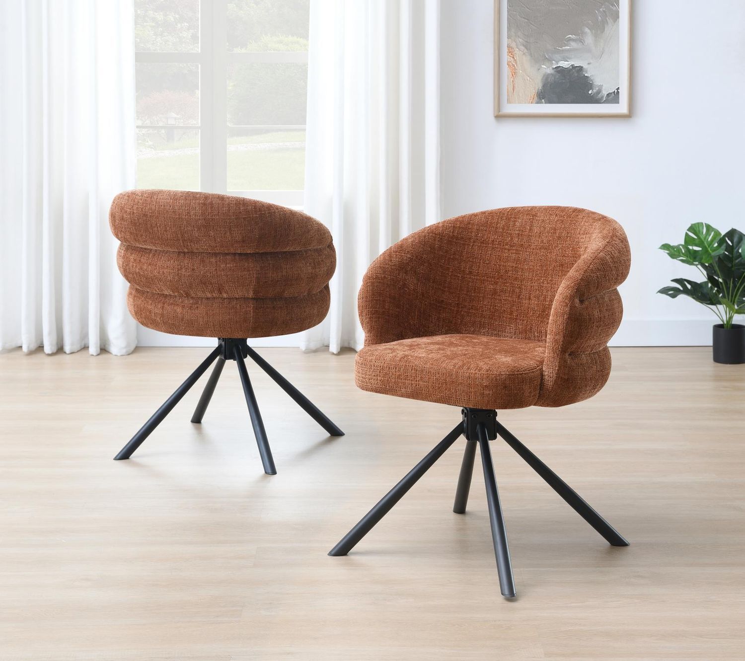 ST145 - Orbit Curve Swivel Chair - Terrocotta - Orange