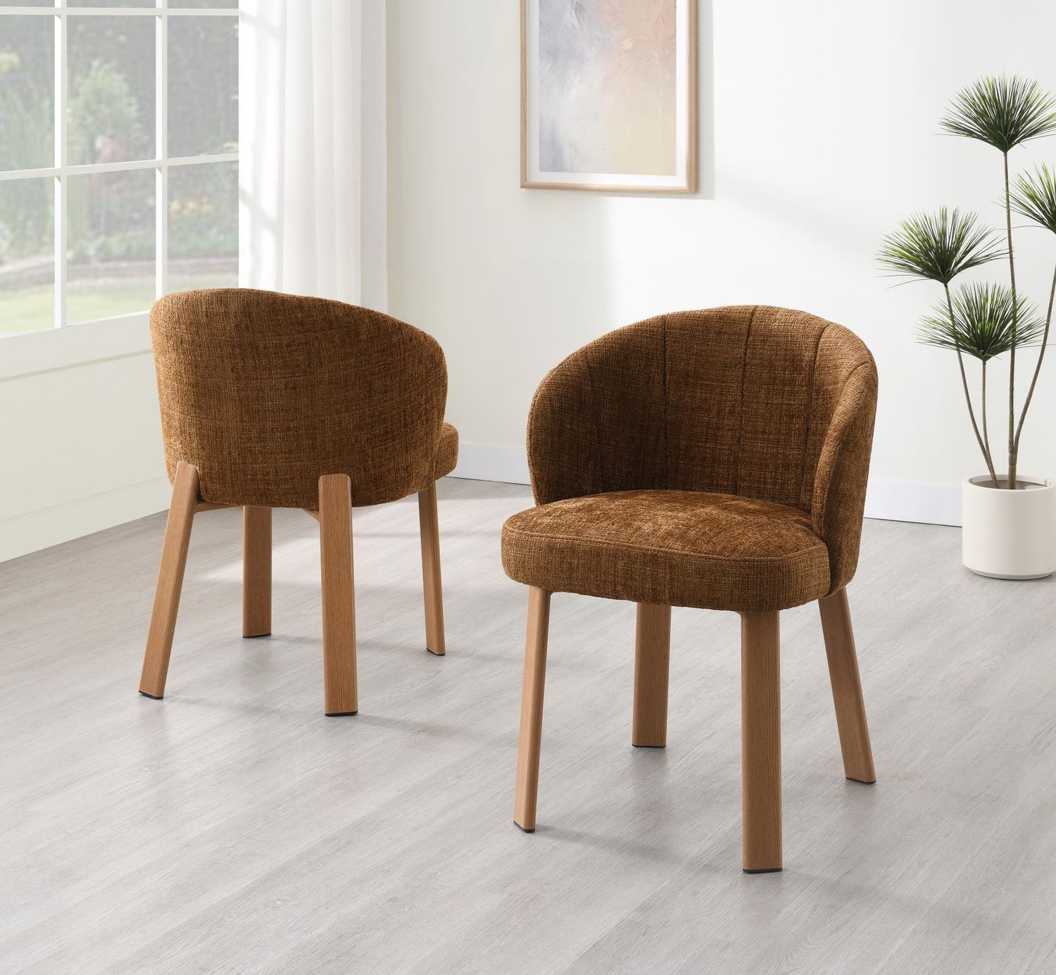ST155 - Nordic Curve Chair - Golden Brown - Dark Brown