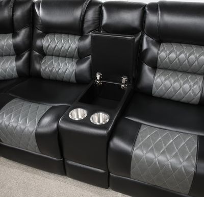 U89 - Black / Motion 3 Piece Sectional - Black