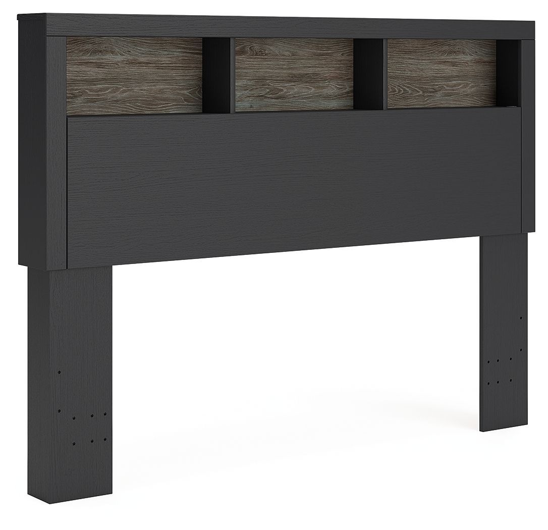 Broachmyn - Queen Bookcase Headboard - Black / Gray