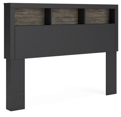 Broachmyn - Queen Bookcase Headboard - Black / Gray