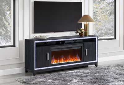 Lily - 72" Entertainment Unit With LED, Speakers, Crystal Inserts - Dark Gray