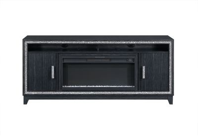 Lily - 72" Entertainment Unit With LED, Speakers, Crystal Inserts - Dark Gray