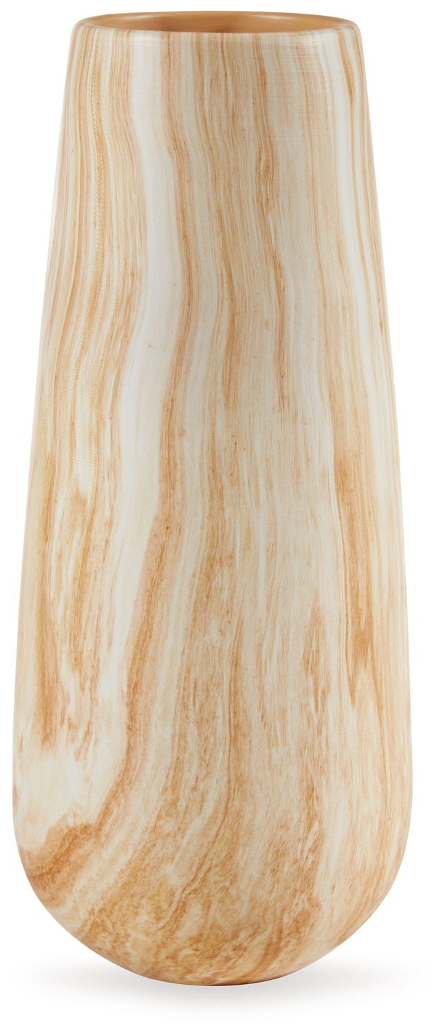 Cammen - Vase - 14" - Tan / White - Beige / 6''W x 6''D x 14''H