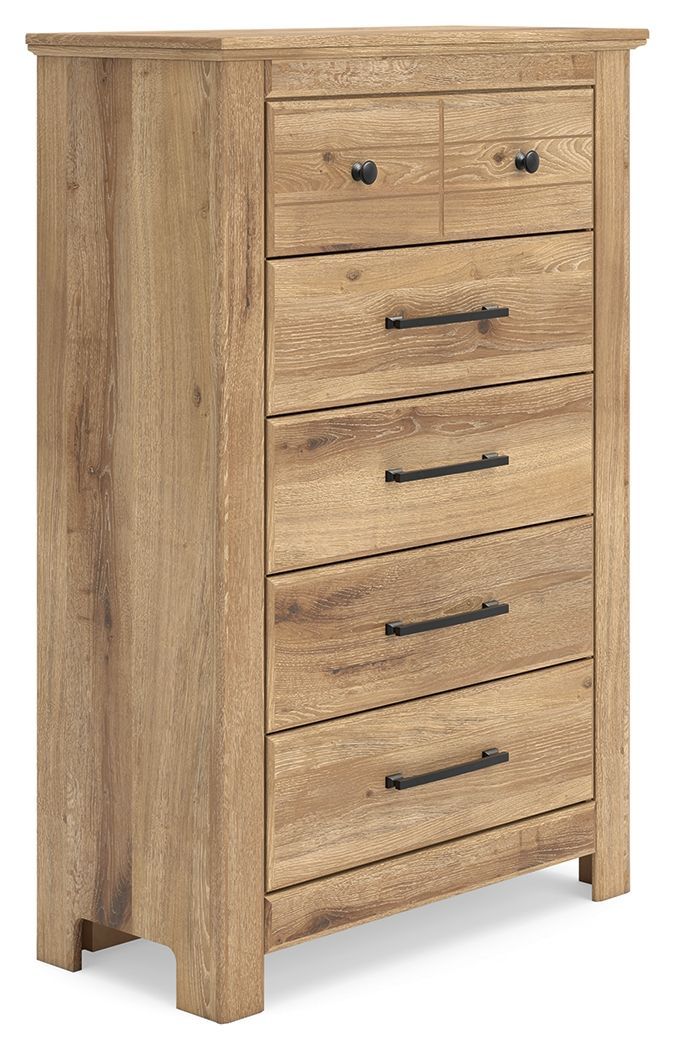 Makidern - Five Drawer Chest - Tan - Light Brown