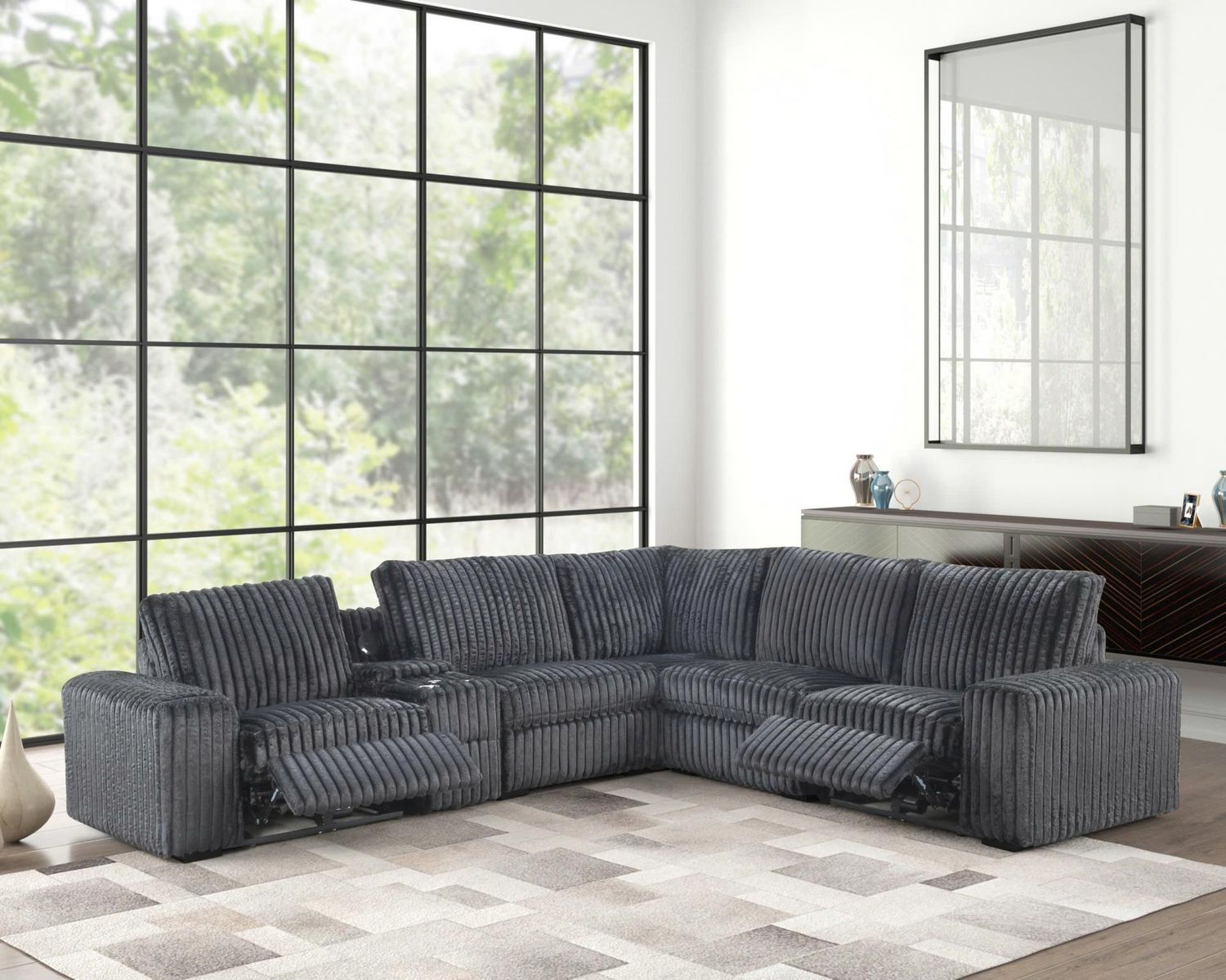 Vegas - Fluffy Power Reclining Sectional Gray