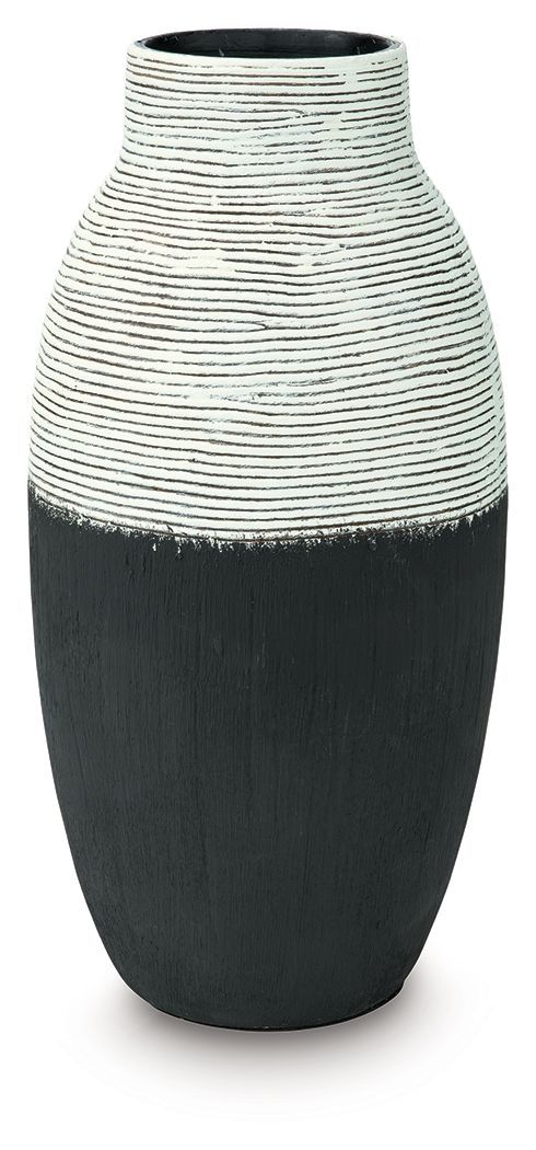 Girtha - Vase - 16" - Antique White / Black - 8"W x 8"D x 16"H