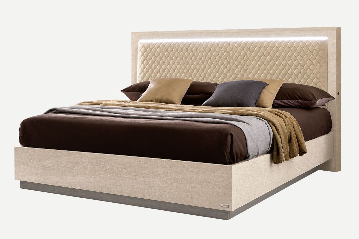 Ambra - Rombi Bed Queen Size - Light Beige