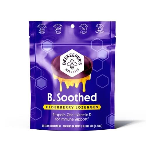 Beekeeper&#39;s Naturals B. Soothed Elderberry Lozenges 14ct