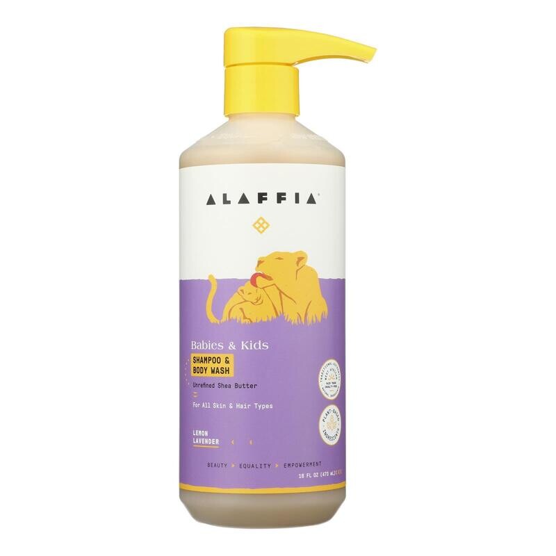 Alaffia Baby and Kids Shampoo and Body Wash Lemon Lavender 16oz