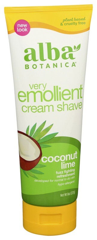 Alba Botanicals Very Emollient Cream Shave Coconut Lime 8oz