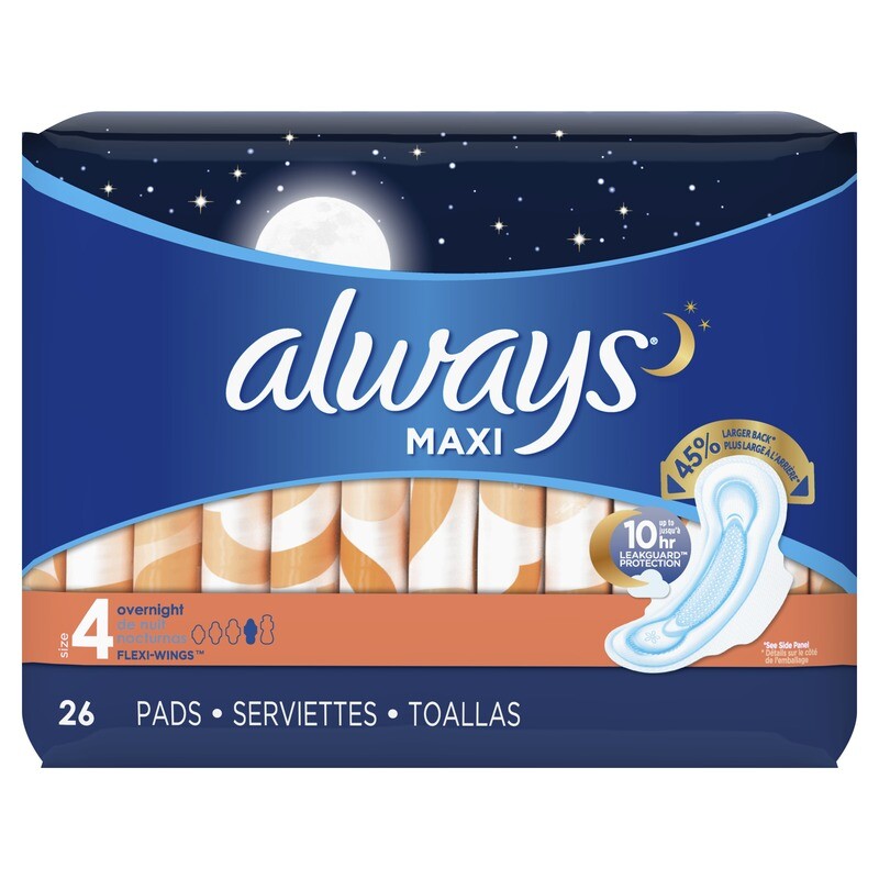 Always Maxi Overnight Night Wings Size 4 26ct