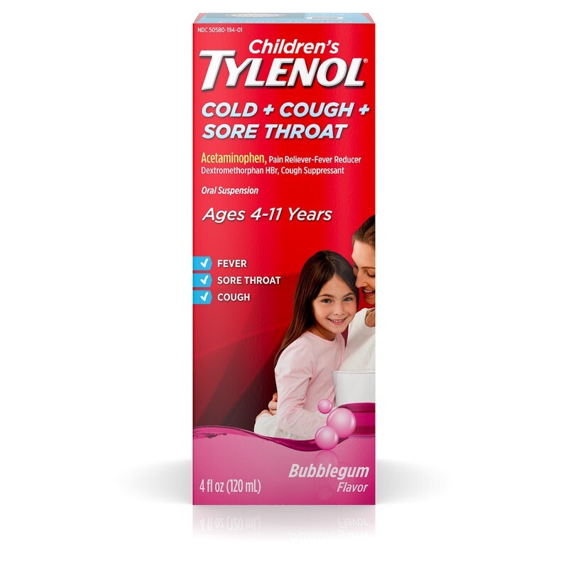 Children&#39;s Tylenol Cold + Cough + Sore Throat Oral Suspension 4oz