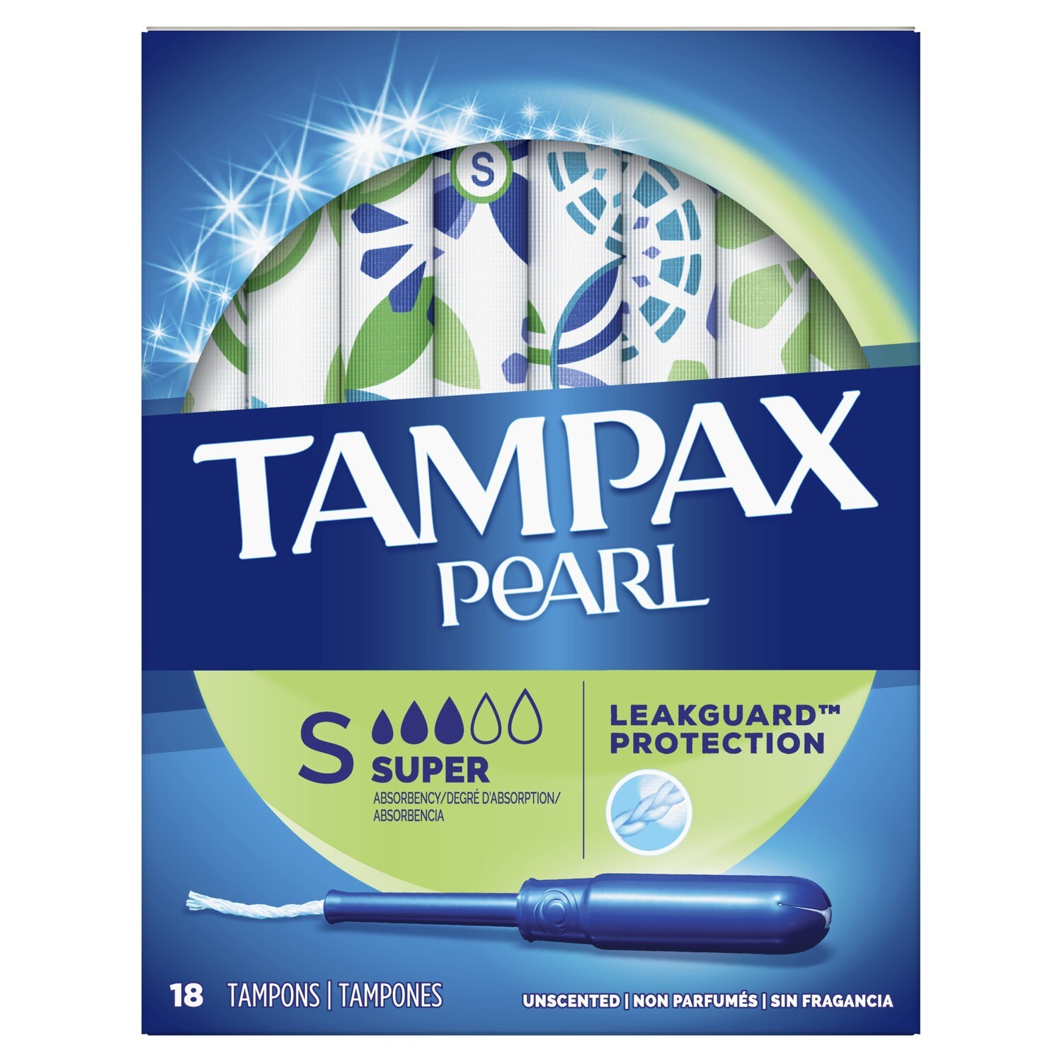 Tampax Plastic Pearl Super Unscented 18ct