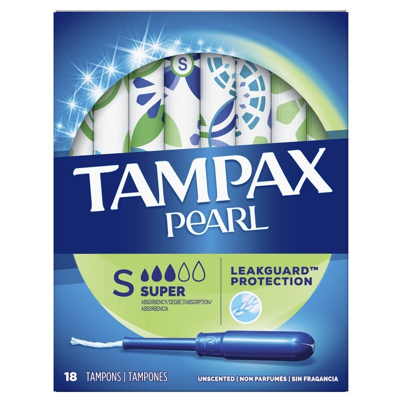 Tampax Plastic Pearl Super Unscented 18ct
