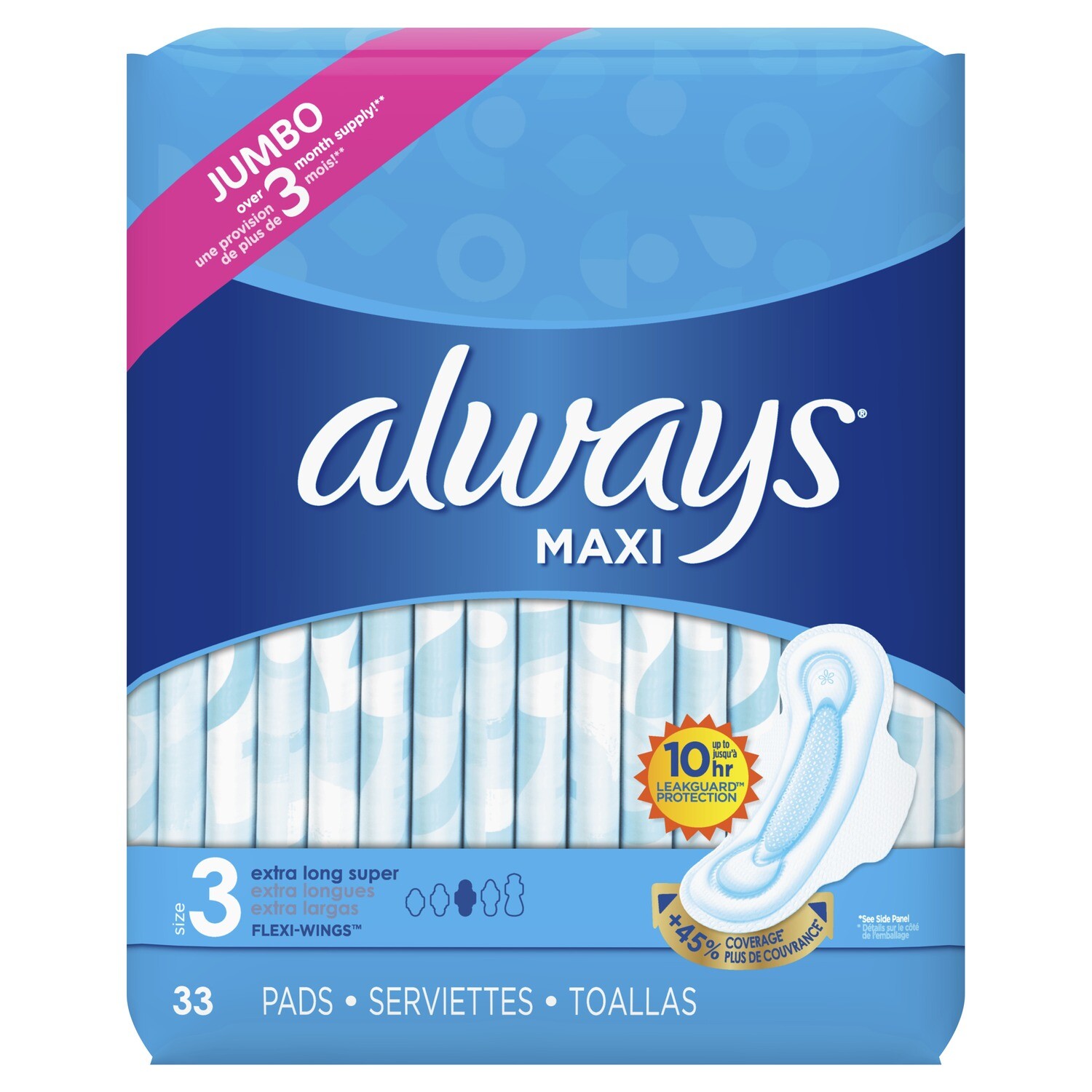 Always Maxi Daytime Pads with Wings Size 3 33ct