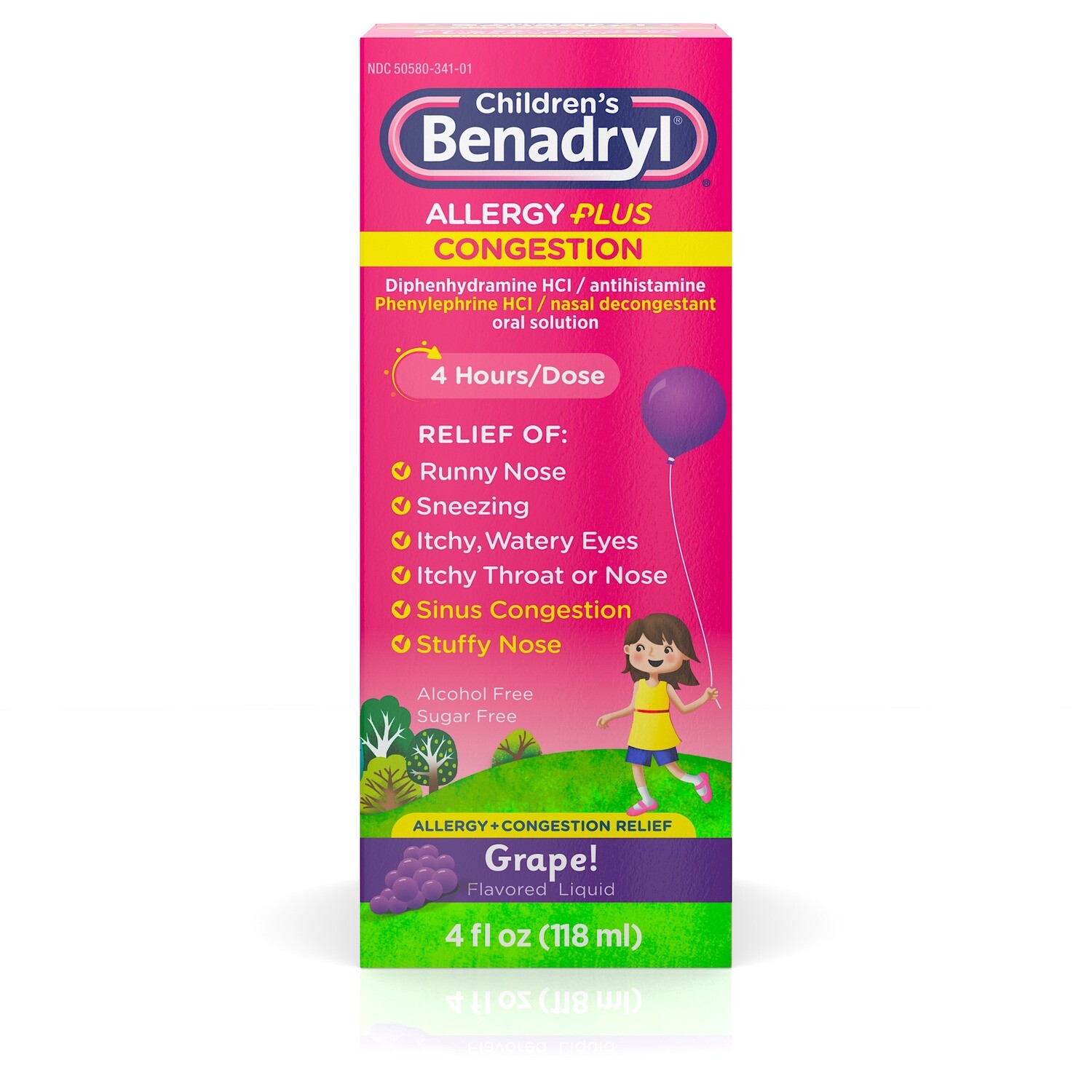 Children&#39;s Benadryl Allergy Plus Sinus Grape 4oz