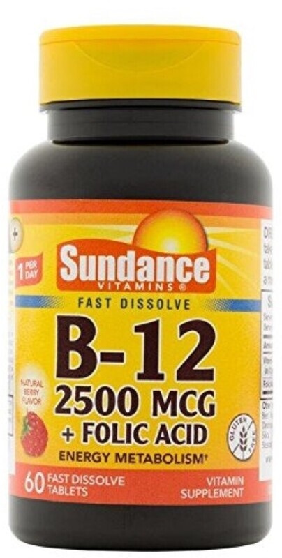 Sundance B-12 2500mcg + Folic Acid Fast Dissolve Tablets 60ct