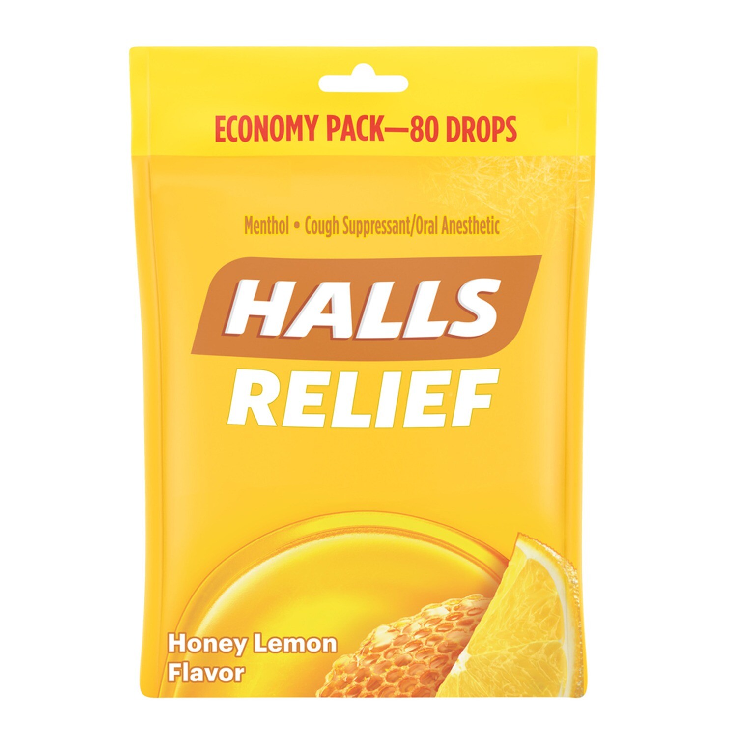 Halls Relief Honey Lemon Cough Drops 80ct