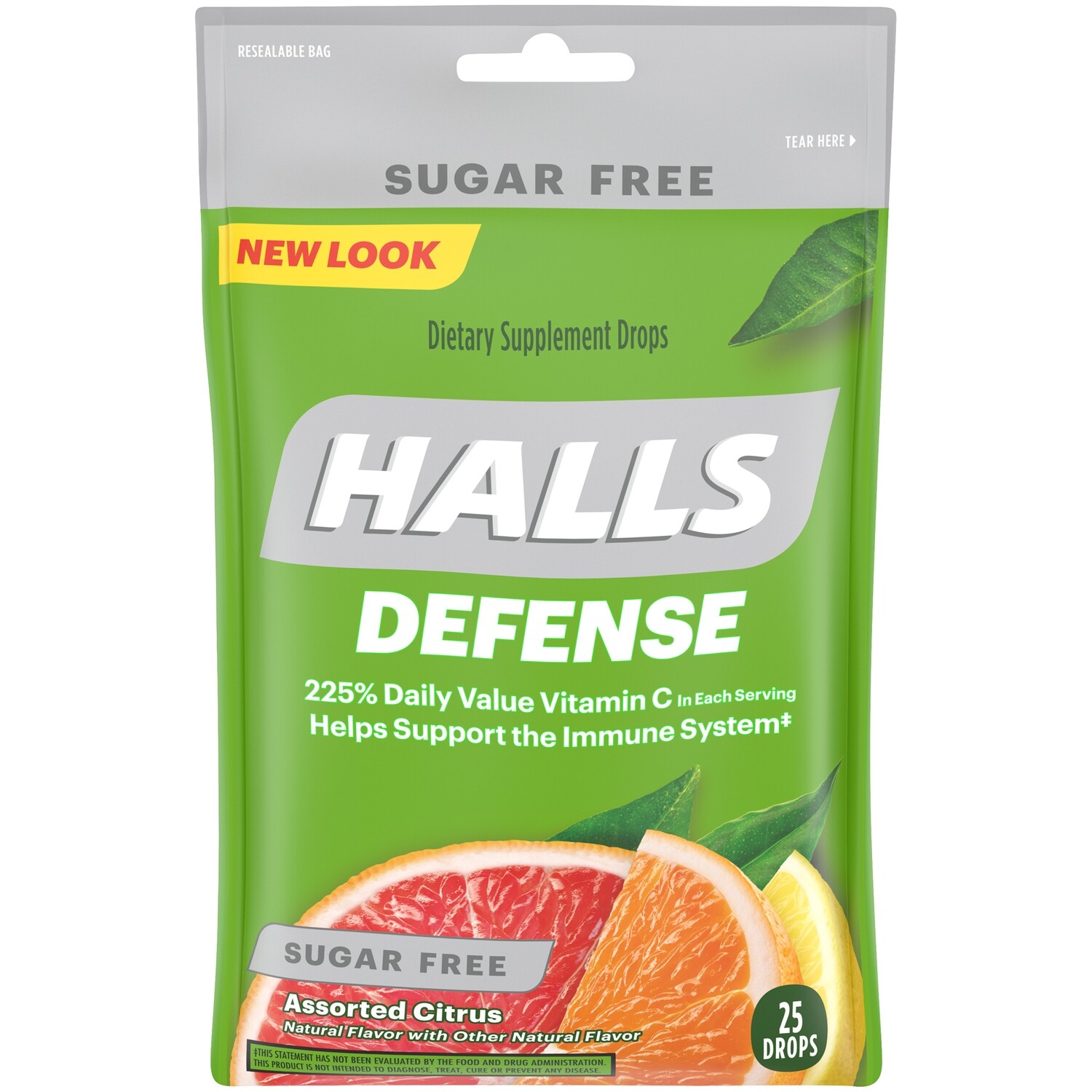 Halls Defense Assorted Citrus Sugar Free Vitamin C Drops 25ct