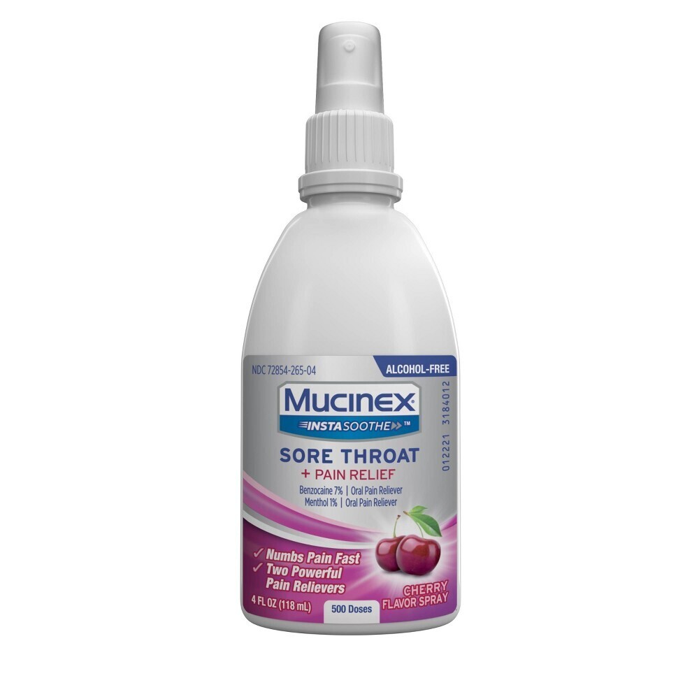 Mucinex Instasoothe Sore Throat + Pain Relief 7%-1% Spray