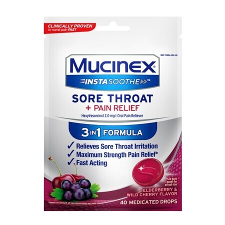 Mucinex Instasoothe Sore Throat + Pain Relief 2mg 40ct