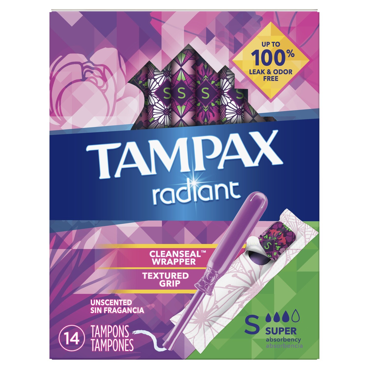 Tampax Radiant Super Unscented 14ct