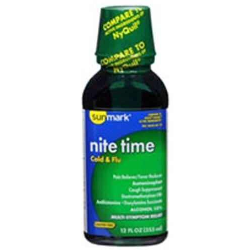 Sunmark Nite Time Cold-Flu Liquid 12oz