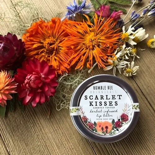 Humble Bee Botanicals Scarlet Kisses - Lightly Tinted - Herbal Lip Balm