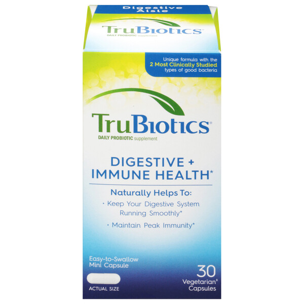 TruBiotics Daily Probiotic, 30 Capsules - Gluten Free, Soy Free Digestive + Immune Health Support Supplement for Men and Women