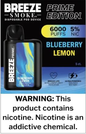 Breeze | Prime 5% 6k Puff, Flavor: Blueberry Lemon