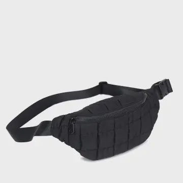 Quilted Puffer Belt Bag, Color: Black