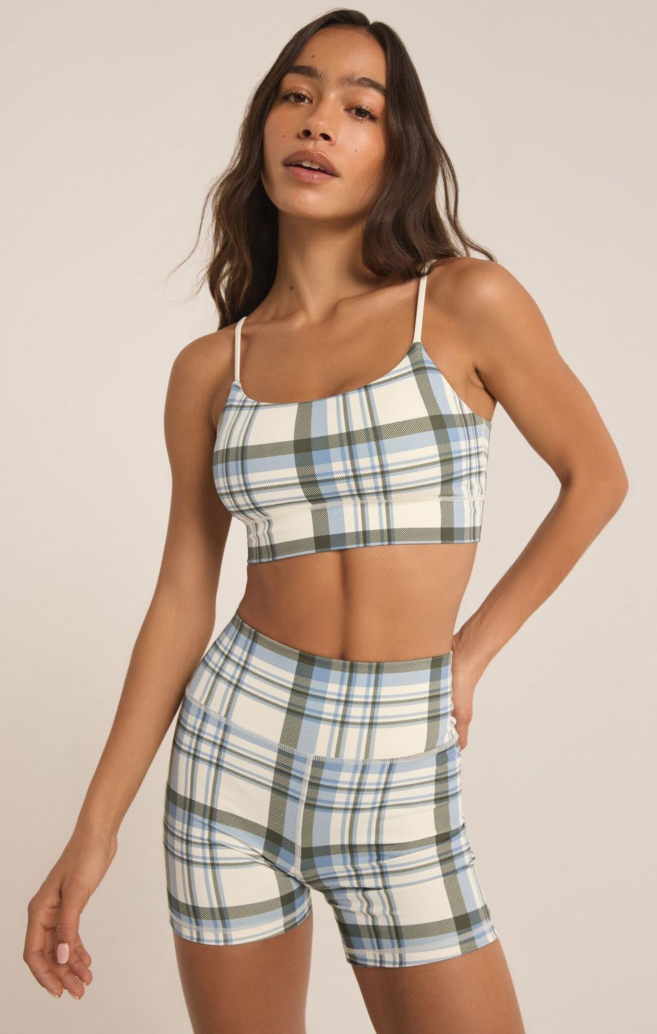Shine Plaid Bra, Size: XS, Color: Sandstone