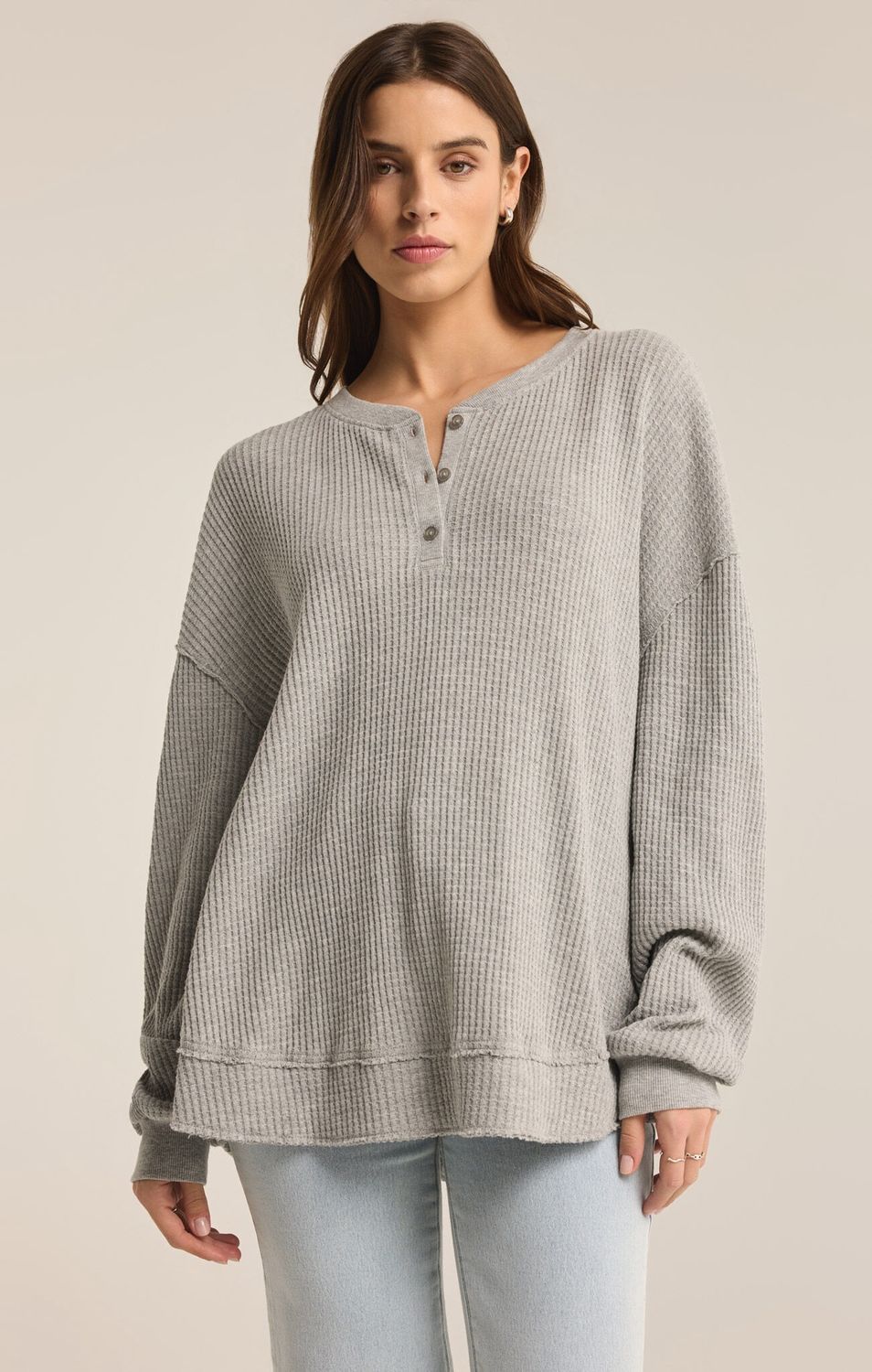Jax Cozy Waffle Henley, Size: XS