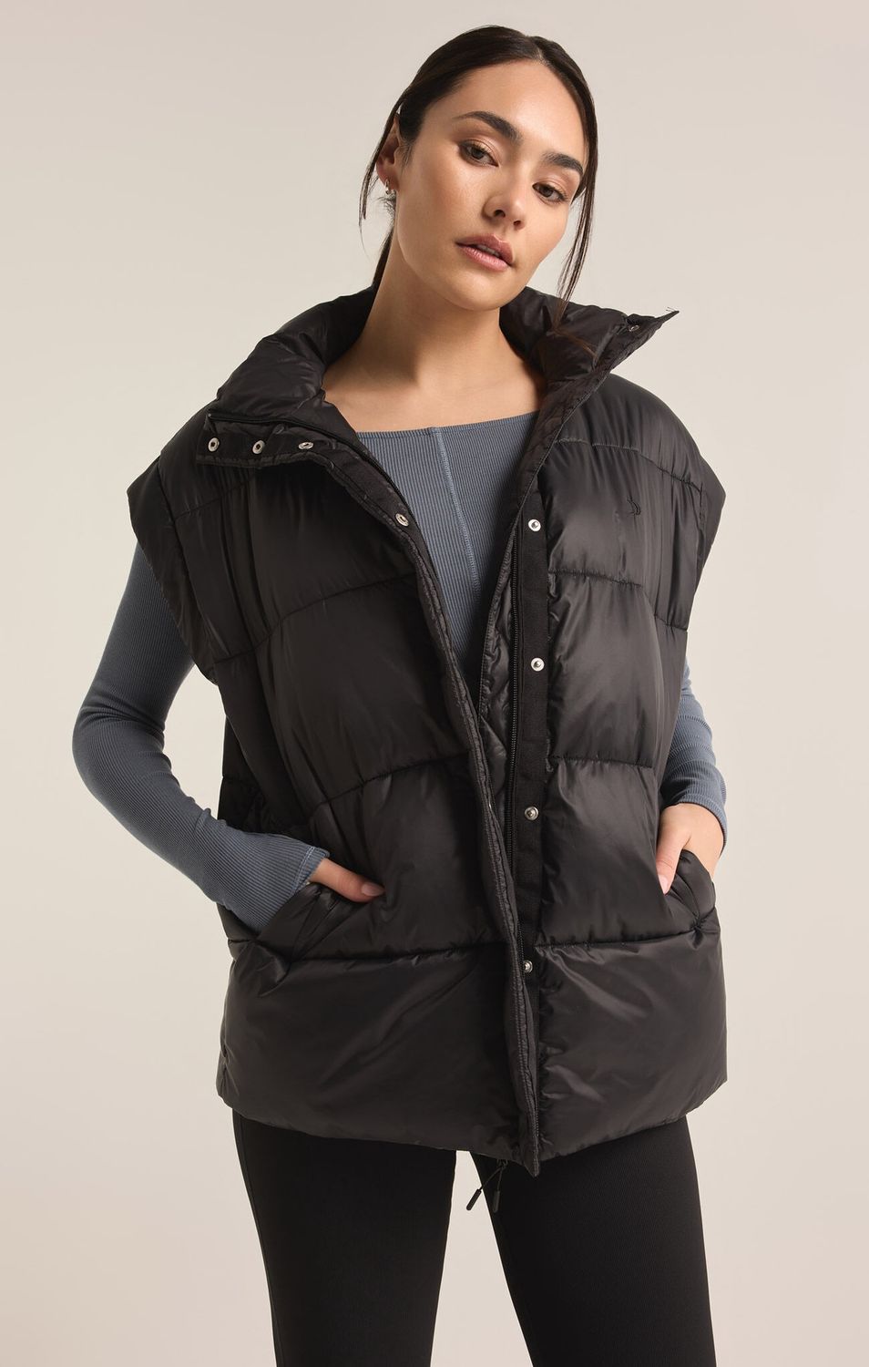 Sundown Oversized Puffer Vest, Color: Black, Size: S