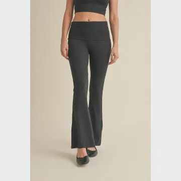 Foldover Flare Pant, Color: Black, Size: S