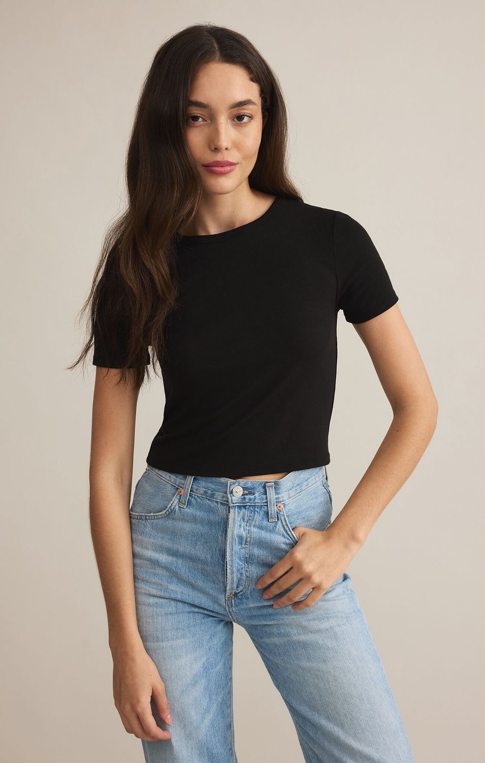 Second Skin Crew Top, Size: XS, Color: Black