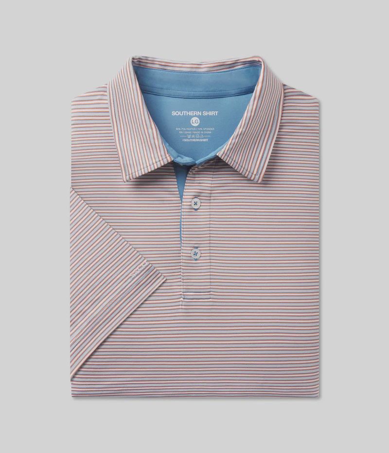 Scoreboard Stripe Polo, Color: Smoke Blue, Size: S