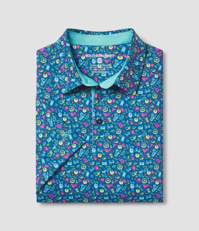 Sunset Sips Printed Polo