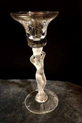 AG-10283, Bayel Bacchante Art Deco Style Nude glass - erotic glass stemware -Vintage mythical Nude-Boudoir Candleholder