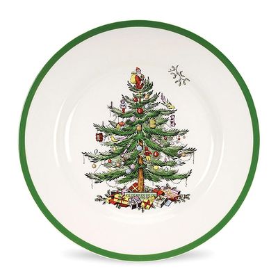 Spode Felspar Porcelain Christmas Tree Set of (12) Salad Plates-8&quot;