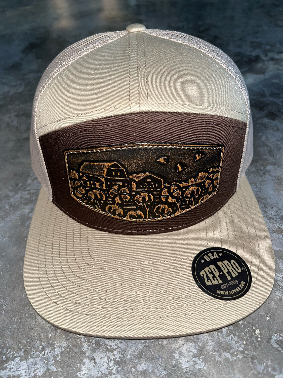 7 Panel Hat Brown/Khaki w Cotton