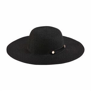 Black Collapsible Straw Hat