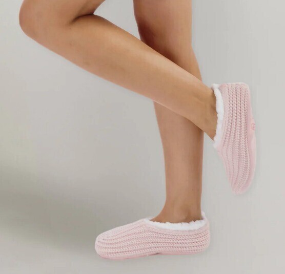 vg faceplant knitted footsie- pink